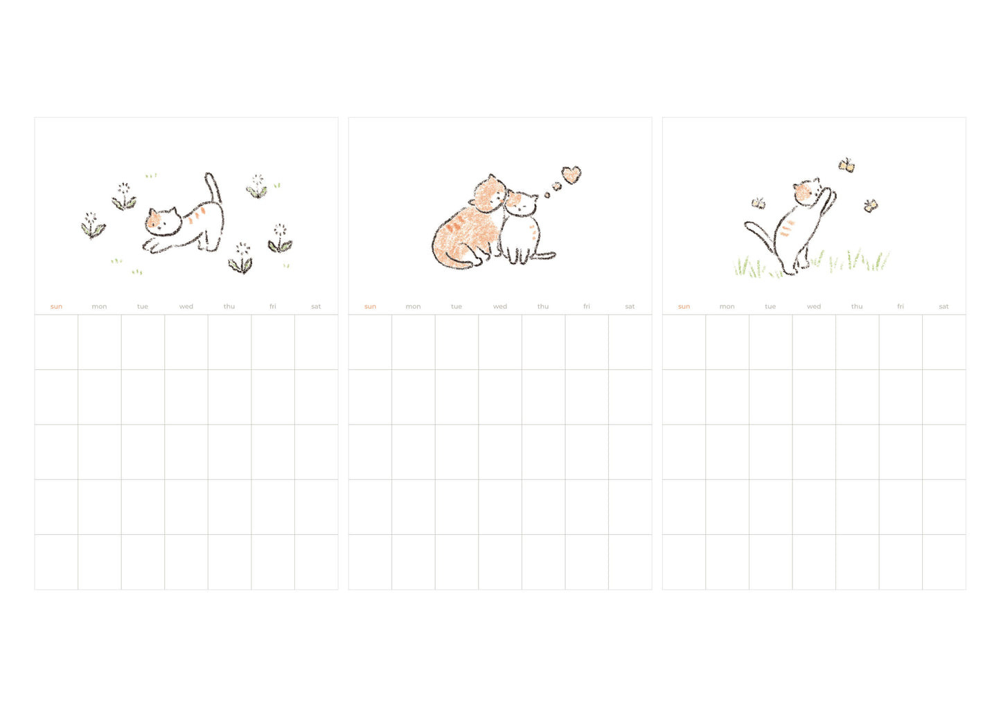 Calendrier autocollant mensuel motif chat