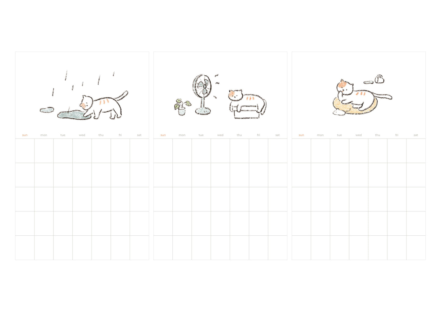 Calendrier autocollant mensuel motif chat