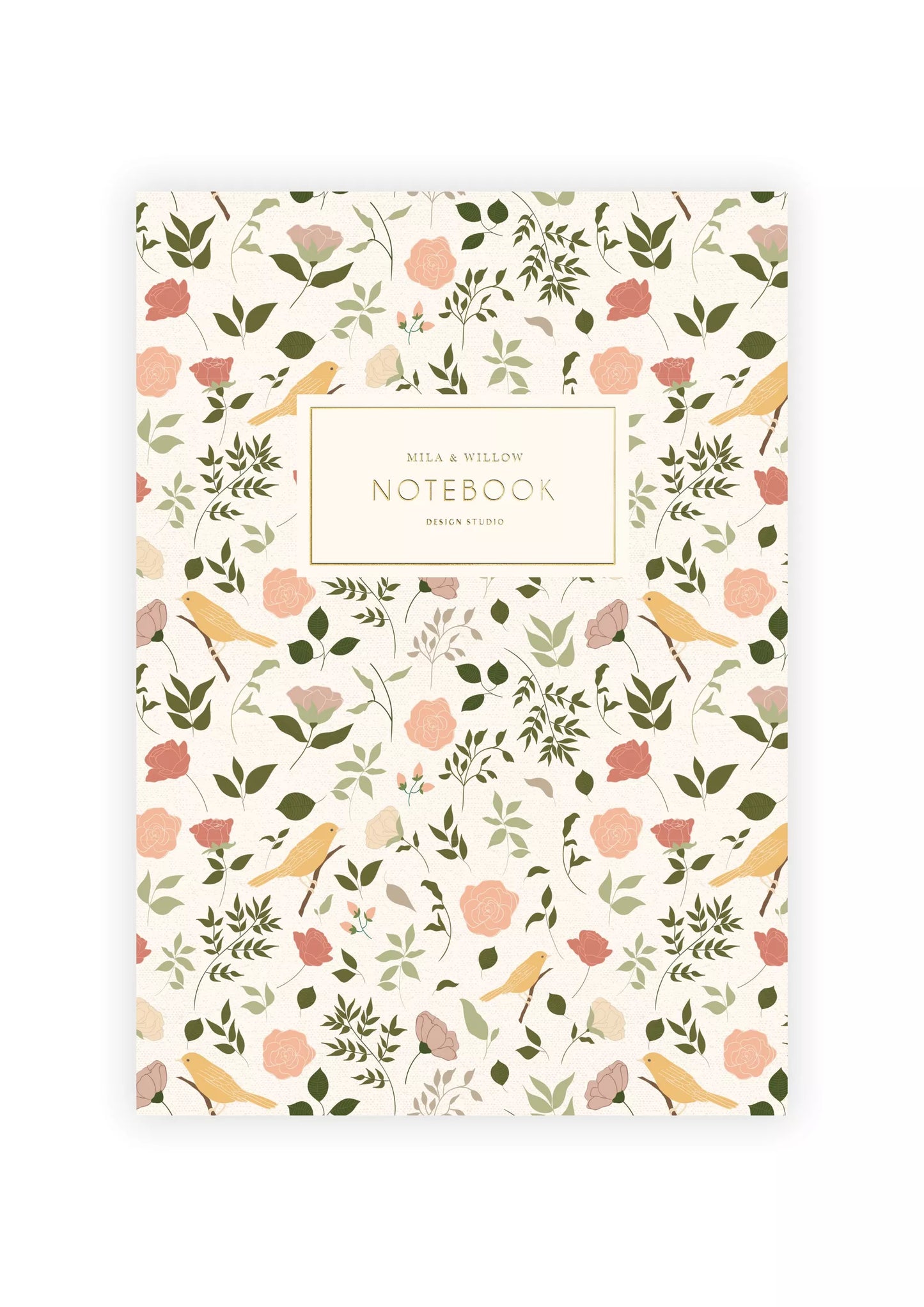 Carnet floral et oiseaux jaunes
