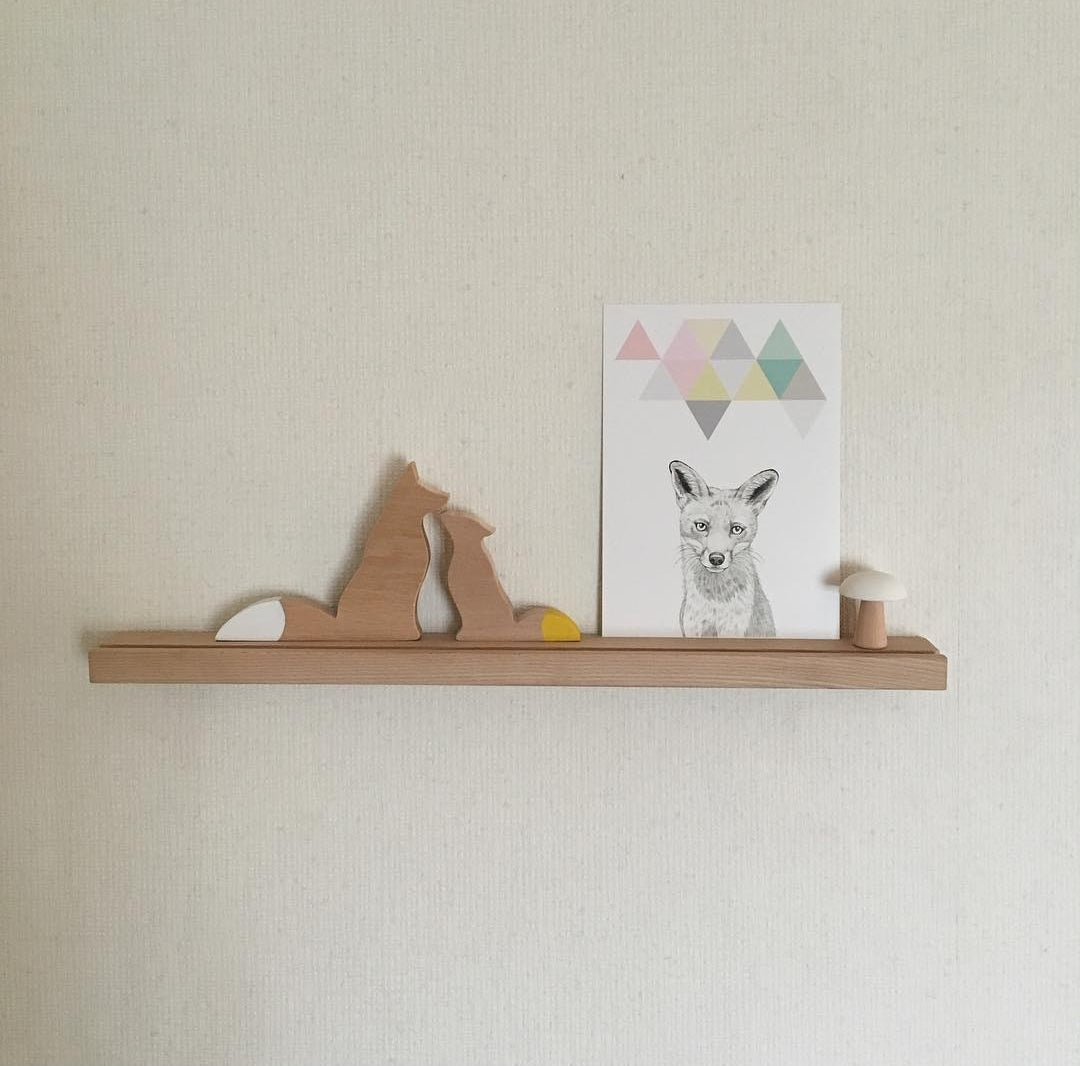 Figurines en bois Foxy"jaune et blanc"