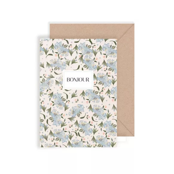 Carte double "Bonjour Fleuri" avec enveloppe