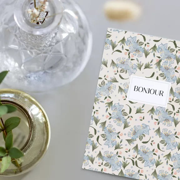 Carte double "Bonjour Fleuri" avec enveloppe
