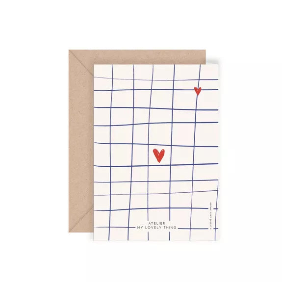 Carte double "Bonjour Coeur" avec enveloppe