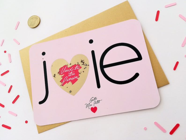 Carte à gratter « Veux-tu être mon parrain? » + enveloppe