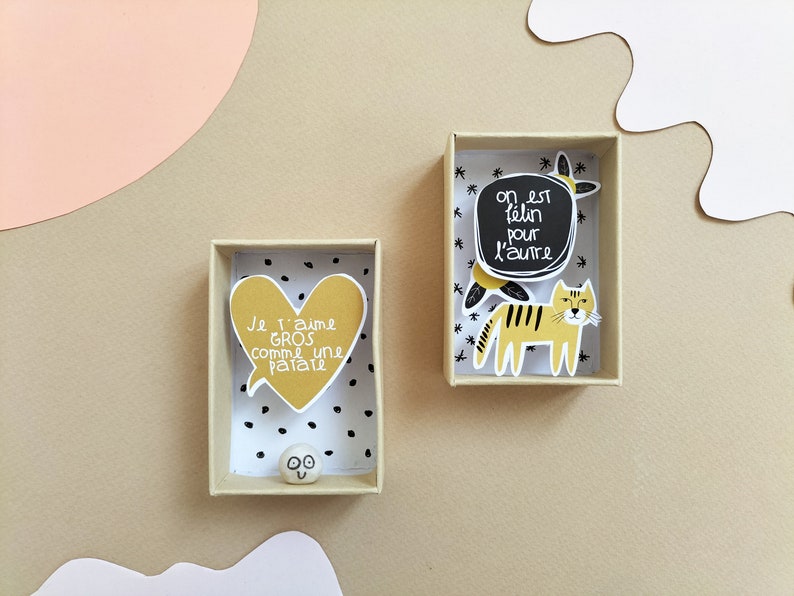 Boîte diorama message amour "Je t'aime gros comme une patate"
