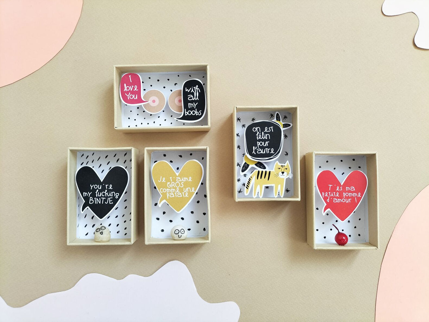 Boîte diorama message amour "Je t'aime gros comme une patate"