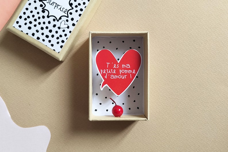 Boîte diorama message amour "T'es ma petite pomme d'amour"