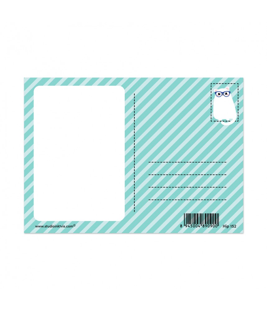 Carte postale chat râleur kawaii naissance d'un bébé