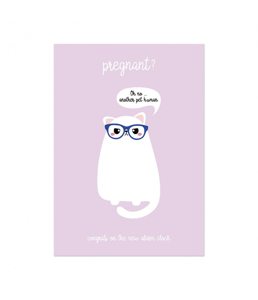 Carte postale chat râleur kawaii naissance d'un bébé