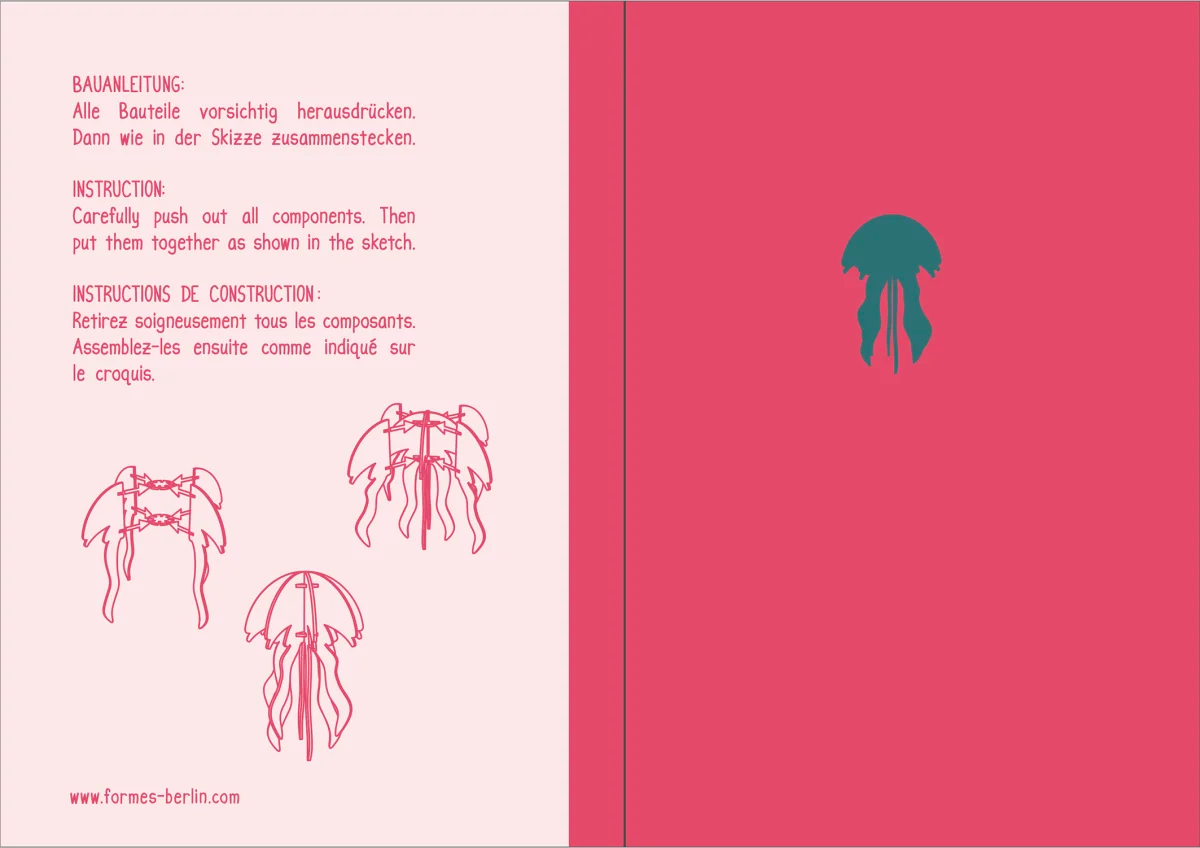 Carte postale méduse rouge 3D à monter