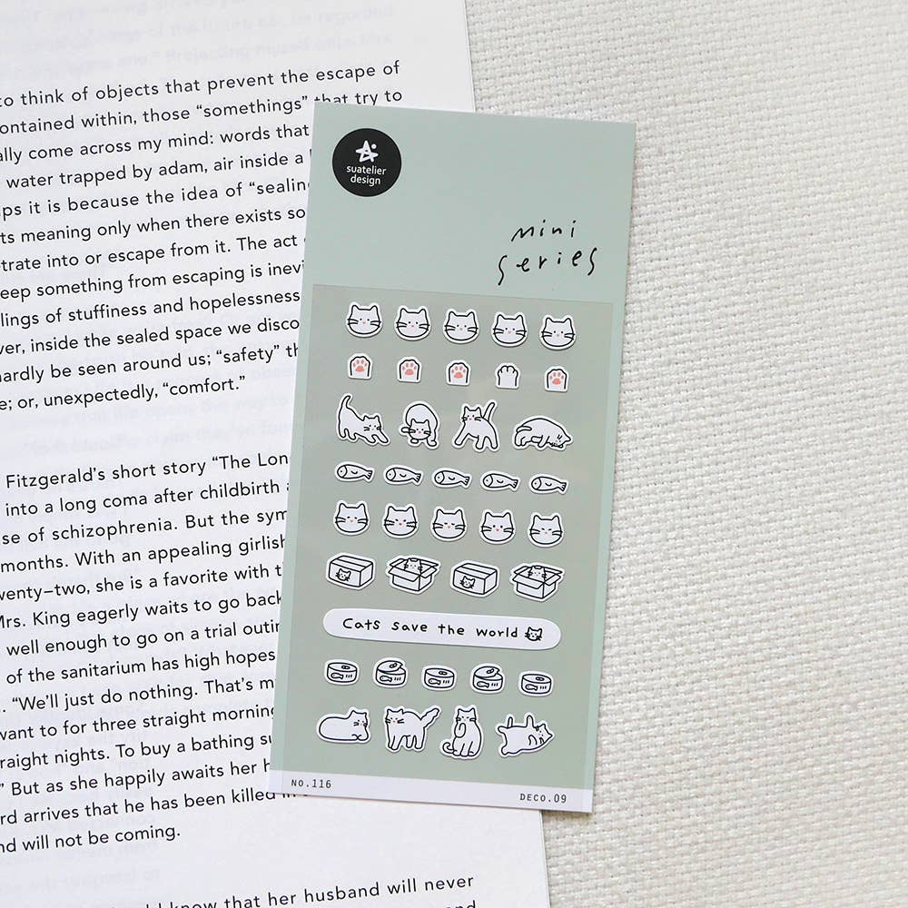 Planche de stickers - chat blanc