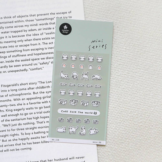 Planche stickers "chat blanc"