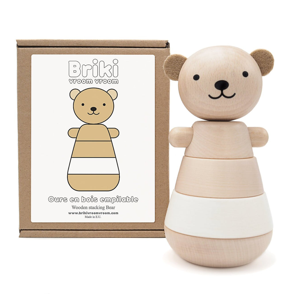 Jouet en bois - Ours empilable  blanc