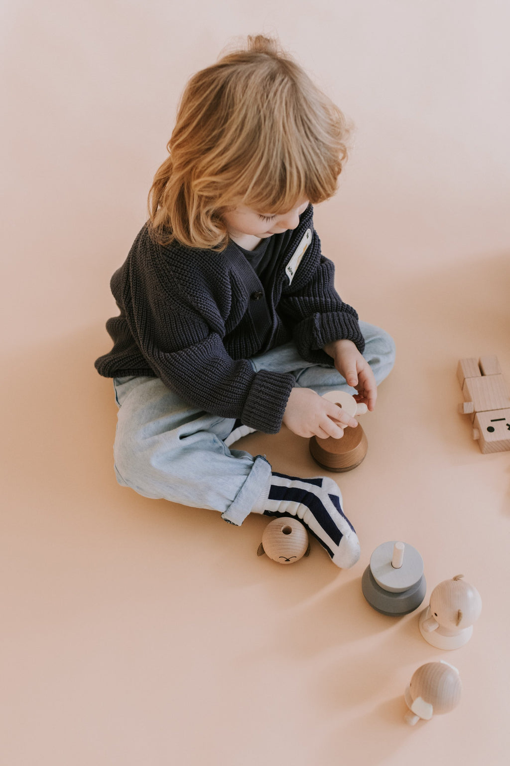 Jouet en bois - Ours empilable  blanc