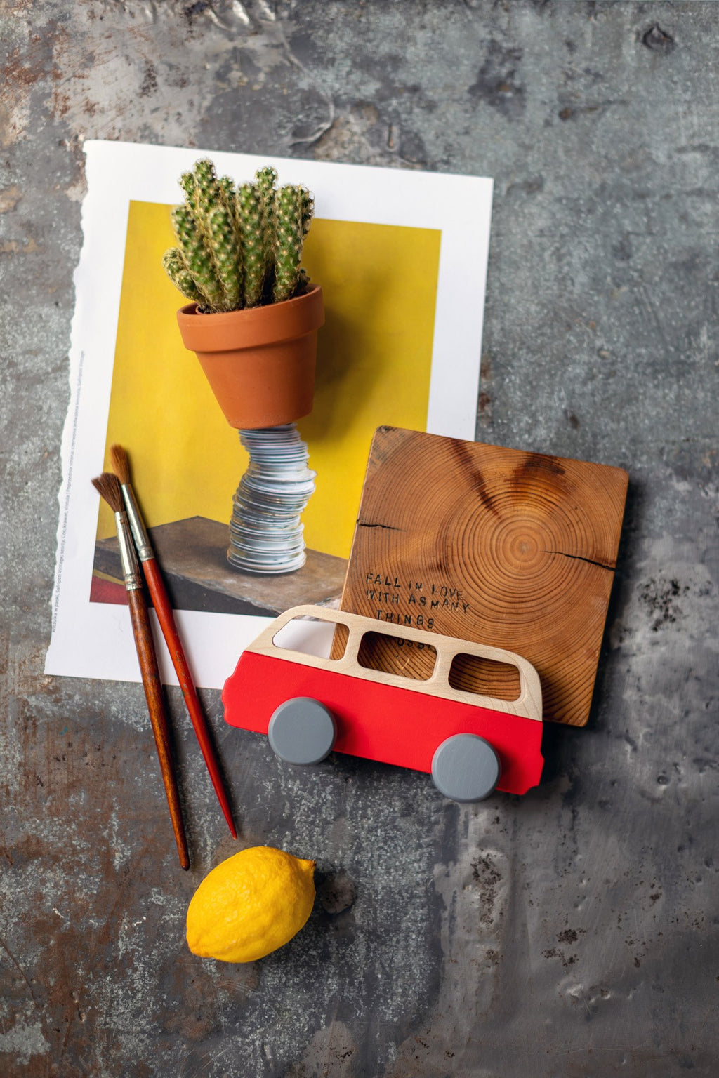 Jouet en bois - Van vintage rouge