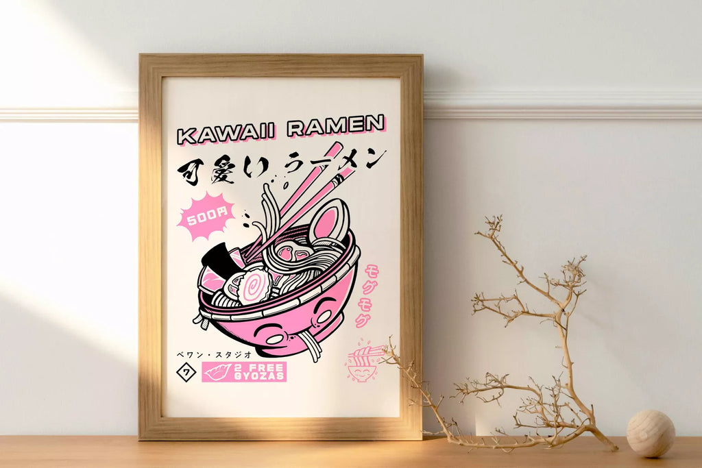 Affiche illustration japonaise - Kawaii Ramen
