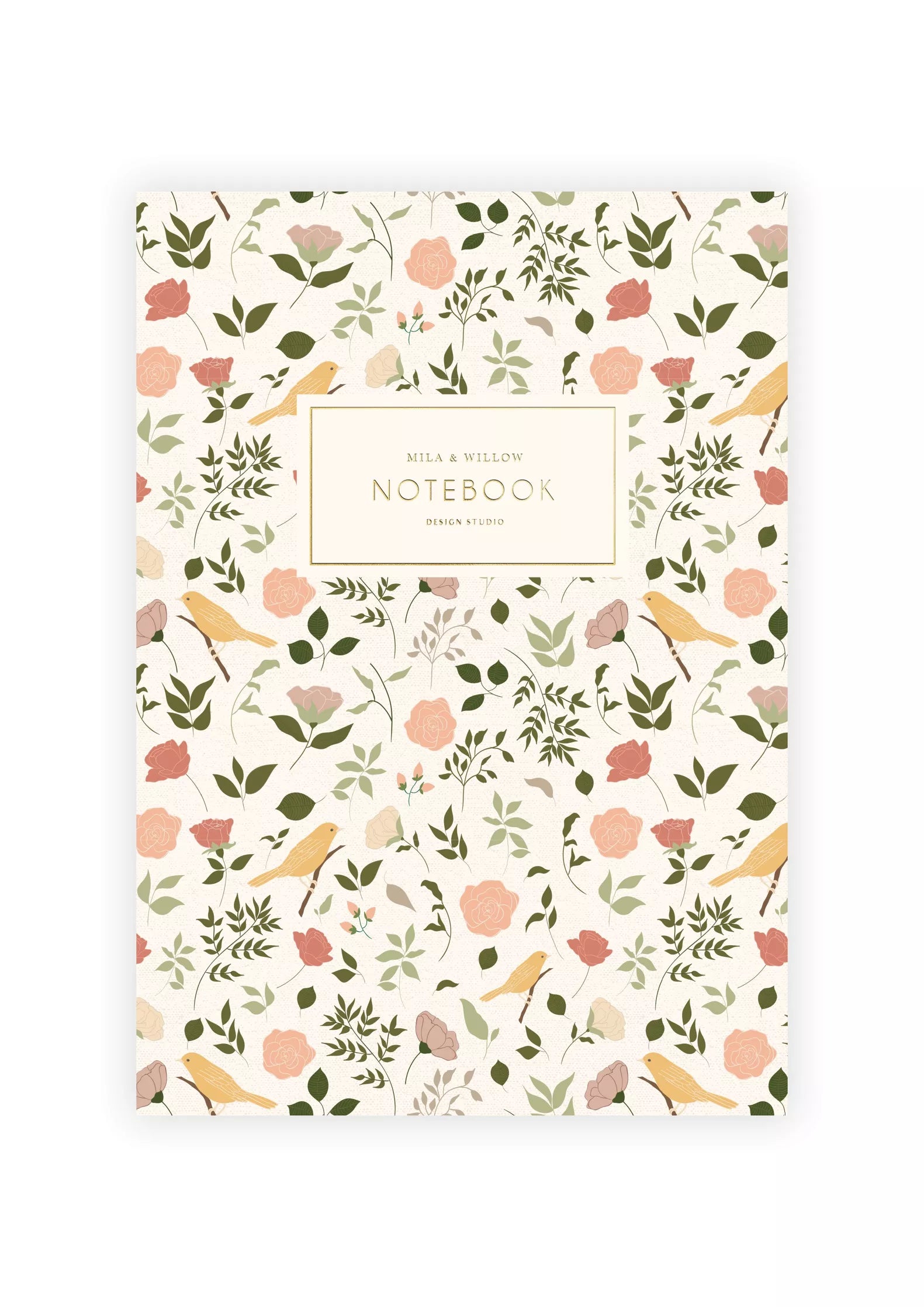 Carnet - floral et oiseaux jaunes