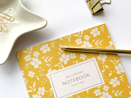 Carnet floral jaune et blanc