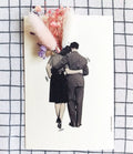 Carte fleurie "Couple vintage" + enveloppe