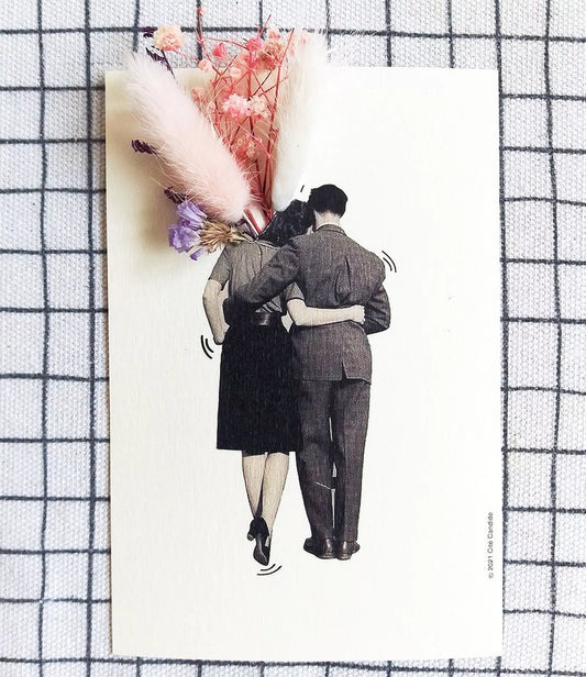 Carte fleurie "Couple vintage" + enveloppe