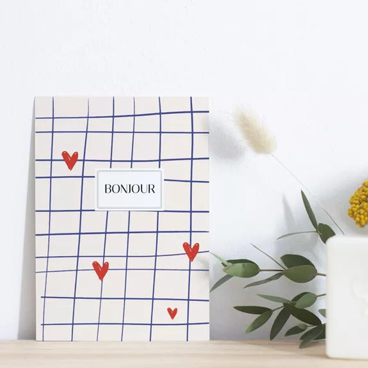 Carte double "Bonjour Coeur" avec enveloppe