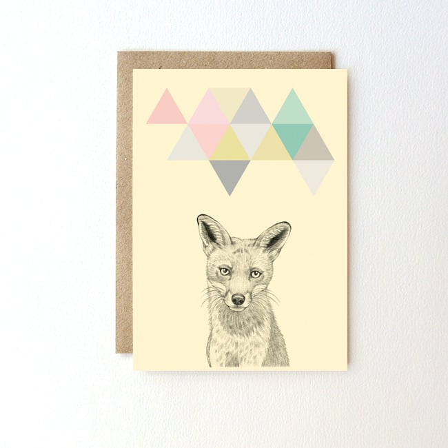 Carte postale renard + enveloppe