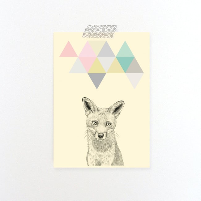 Carte postale renard + enveloppe