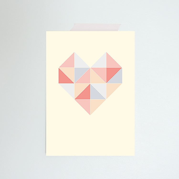 Carte postale Cœur + enveloppe