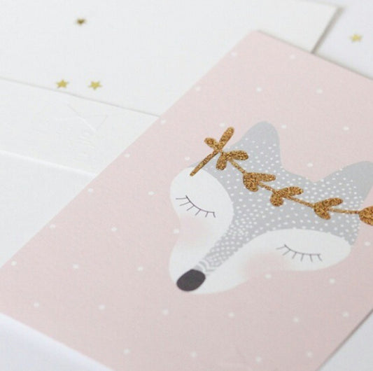 Carte postale renard + enveloppe