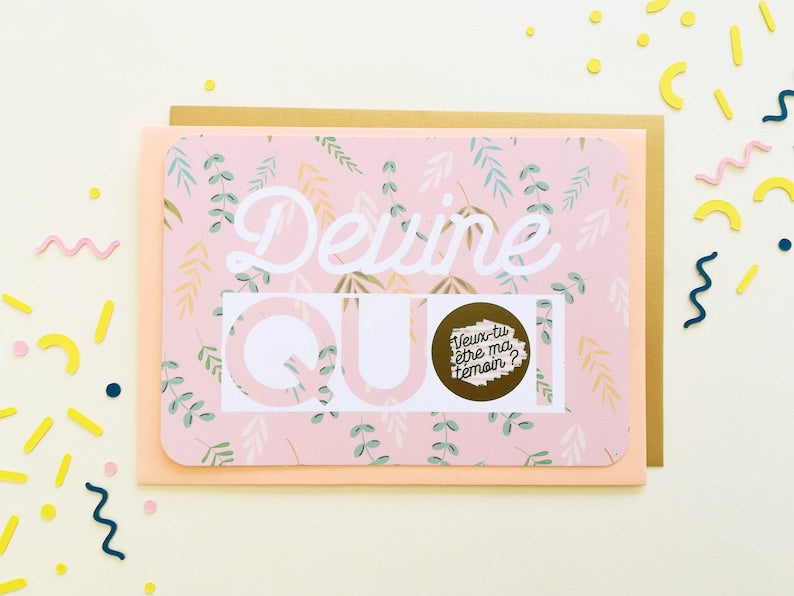 Carte à gratter - feuilles - Veux-tu être ma témoin?