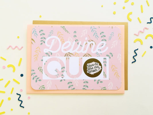 Carte à gratter « Veux-tu être ma témoin? » + enveloppe