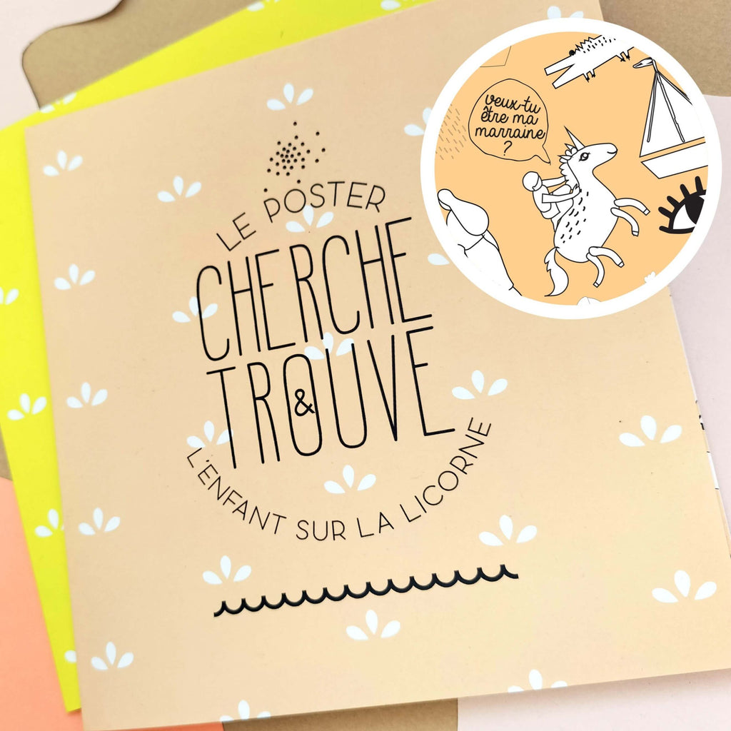 Poster cherche & trouve - Veux-tu être ma marraine ?