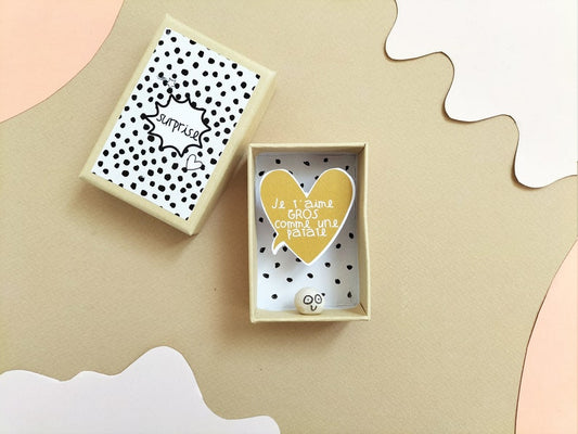 Boîte diorama message amour "Je t'aime gros comme une patate"