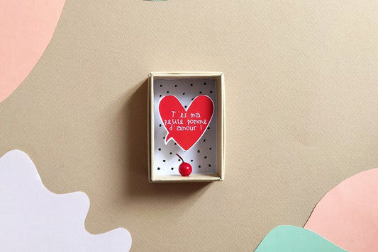 Boîte diorama message amour "T'es ma petite pomme d'amour"