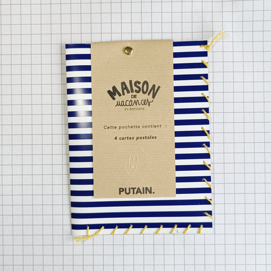 Pochette de 4 cartes postales "Maison de vacances en Bretagne"