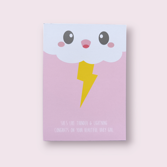 Carte postale nuage kawaii naissance fille