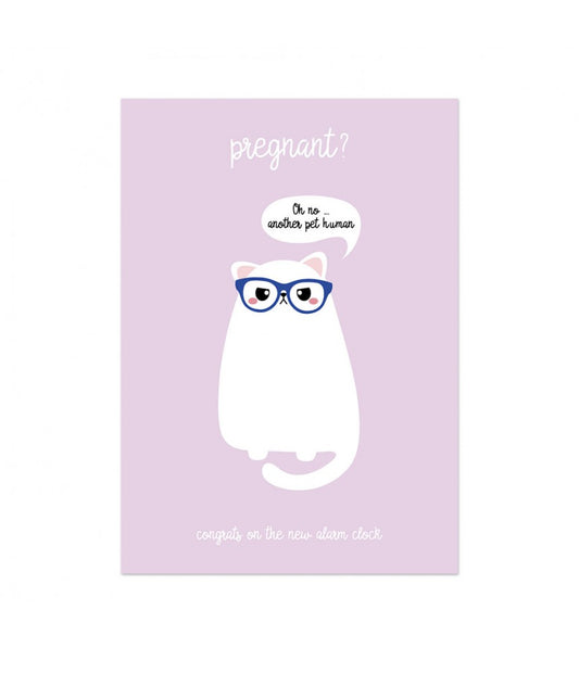 Carte postale chat râleur kawaii naissance d'un bébé