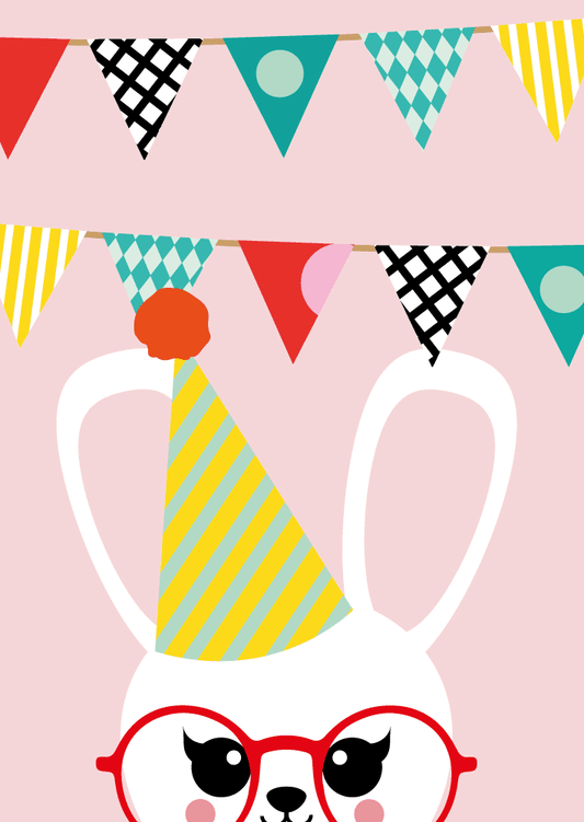 Carte postale fête anniversaire lapin