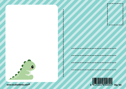 Carte postale kawaii - dinosaure kawaii