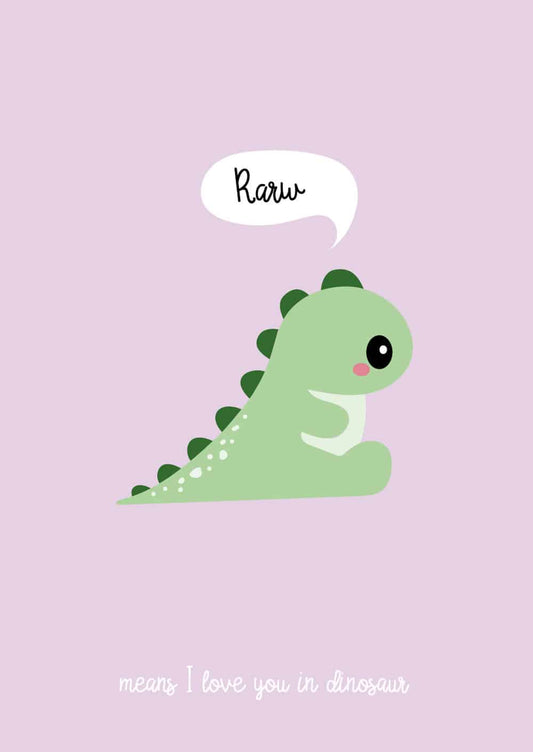 Carte postale dinosaure kawaii
