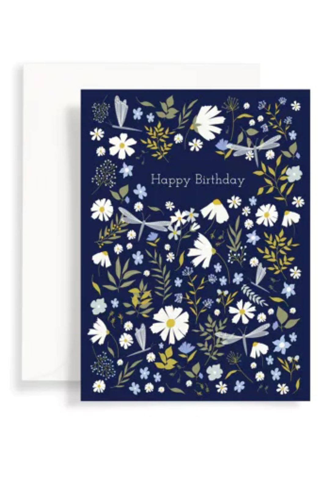 Carte double bleue nuit happy birthday