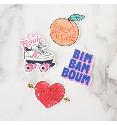 Lot de 4 stickers "Garde la pêche, Ca roule..."