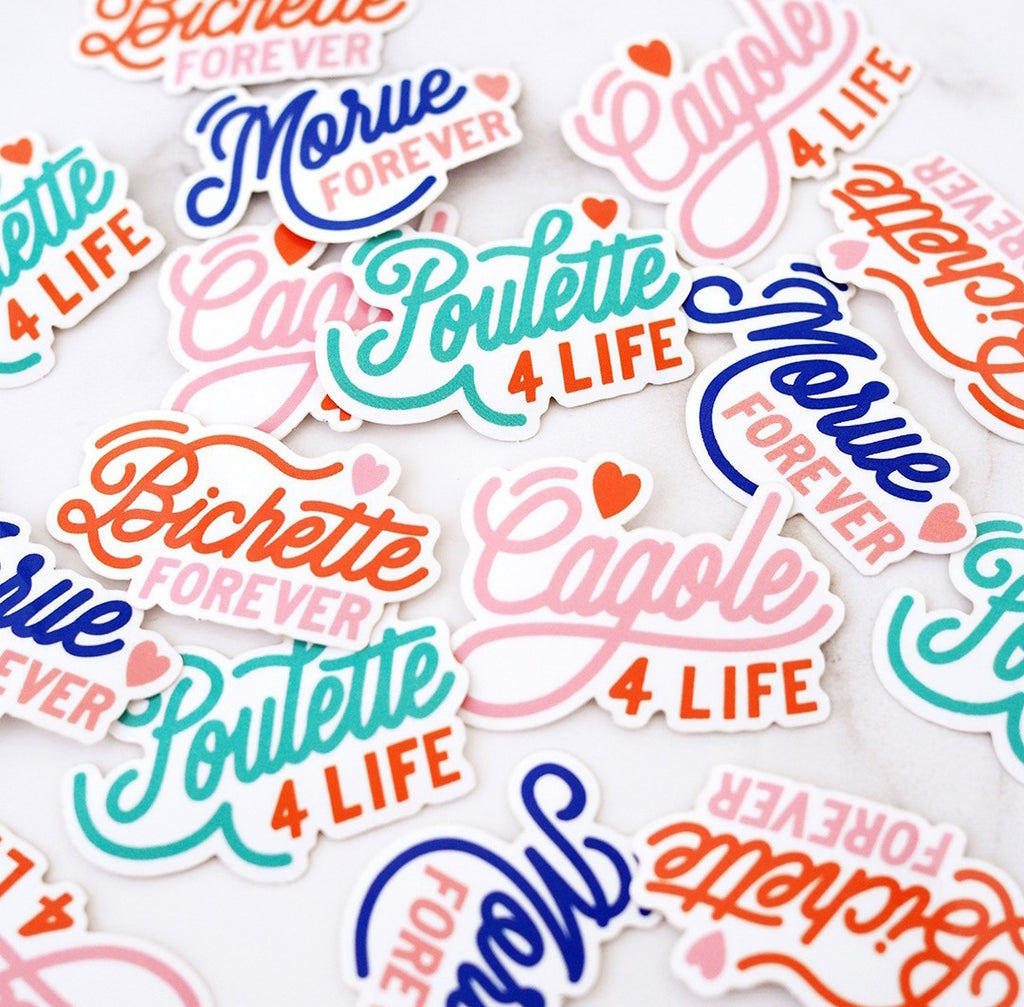 Autocollant - Lot de 4 stickers Poulette 4 lifen Bichette forever...