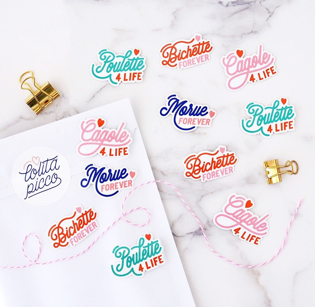Lot de 4 stickers "Poulette 4 lifen Bichette forever..."