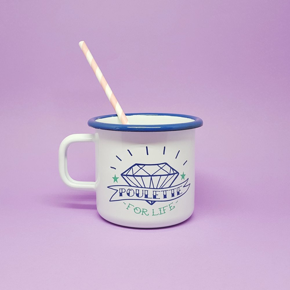 Tasse émaillée “Poulette For Life”