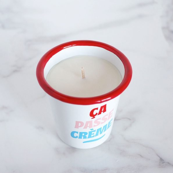 Bougie artisanale “Ça passe crème”