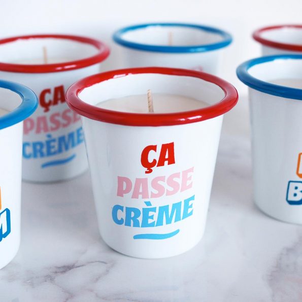 Bougie artisanale “Ça passe crème”