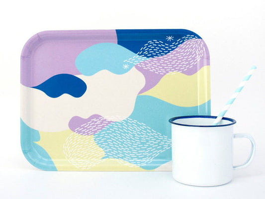 Plateau rectangulaire en bois de bouleau "Cloudy"
