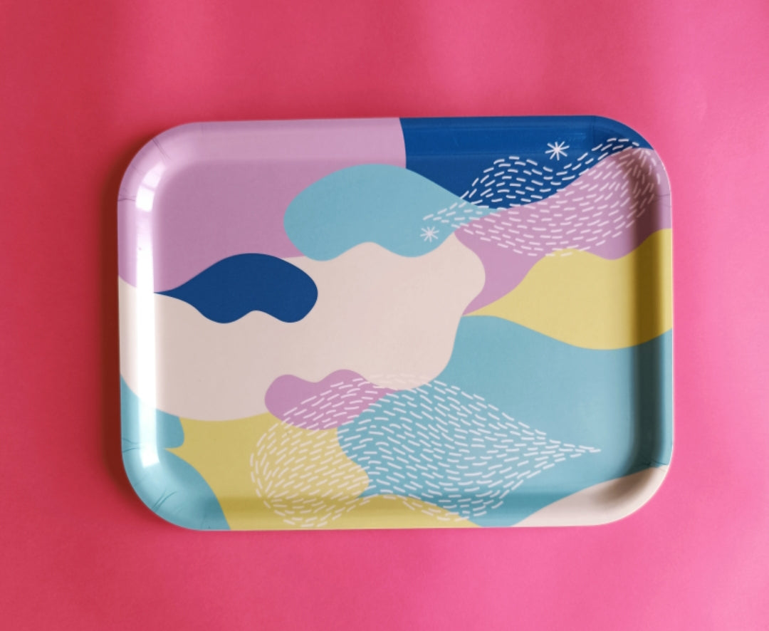 Plateau rectangulaire en bois de bouleau "Cloudy"