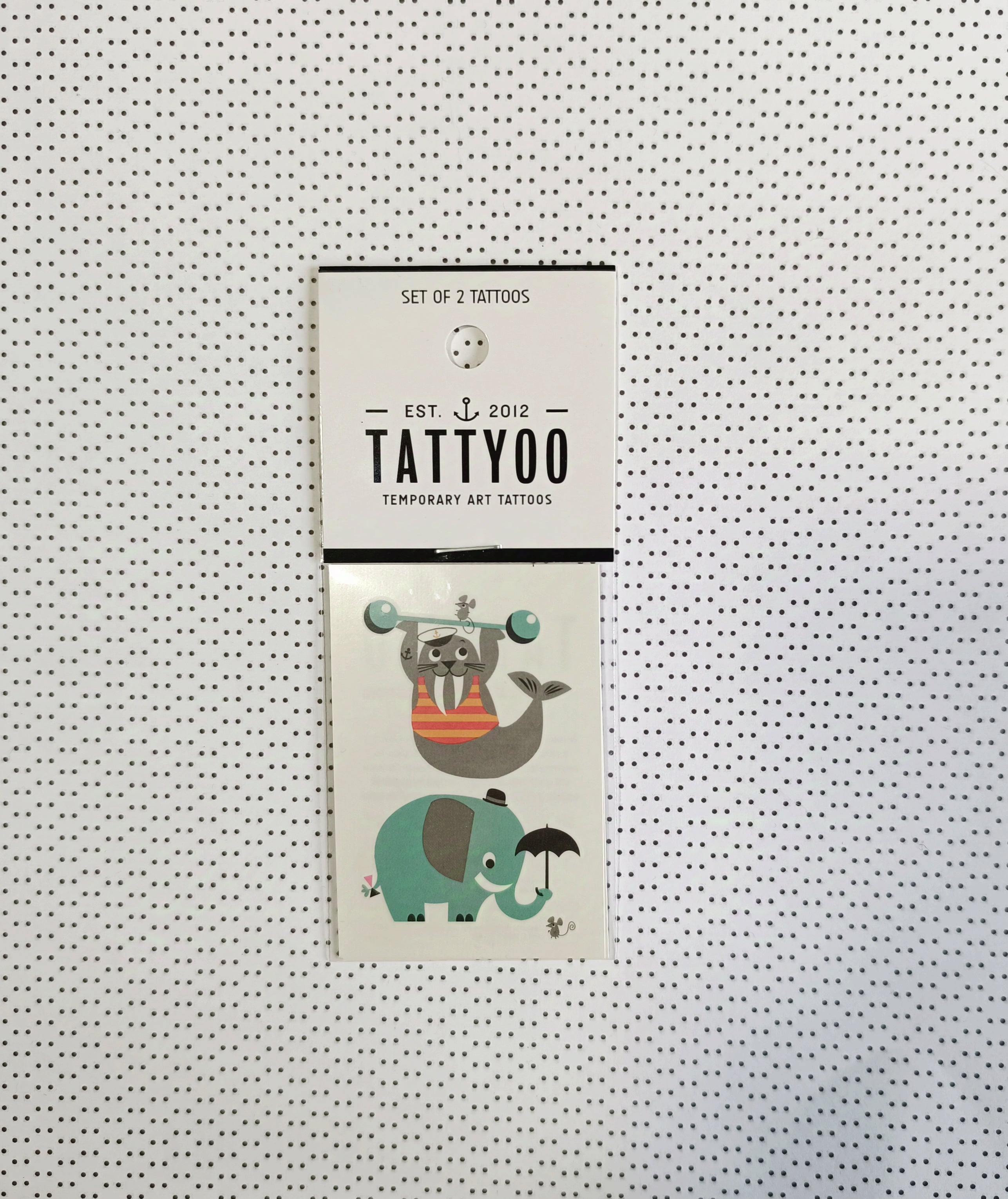 Set de 2 tatouages éphémères Morse et éléphant